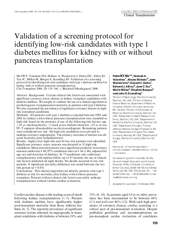 (PDF) Validation of a screening protocol for identifying low-risk ...