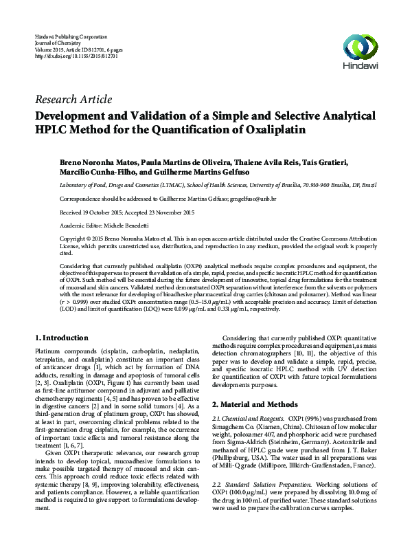 (PDF) Development and Validation of a Simple and Selective Analytical ...