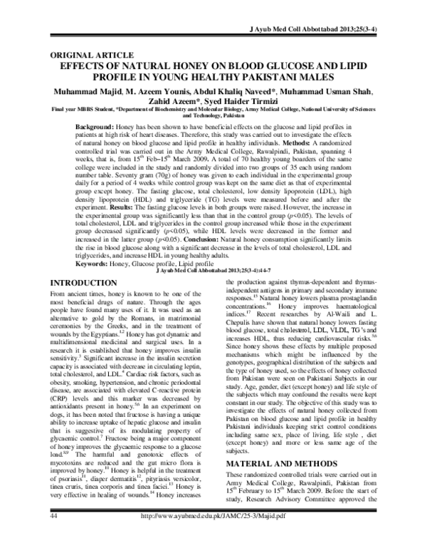 (PDF) Effects of natural honey on blood glucose and lipid profile in ...