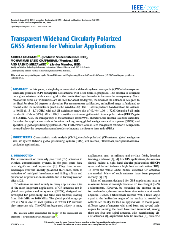 (PDF) Transparent Wideband Circularly Polarized GNSS Antenna for ...