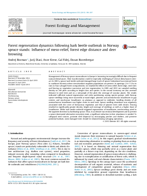 (PDF) Forest regeneration dynamics following bark beetle outbreak in ...