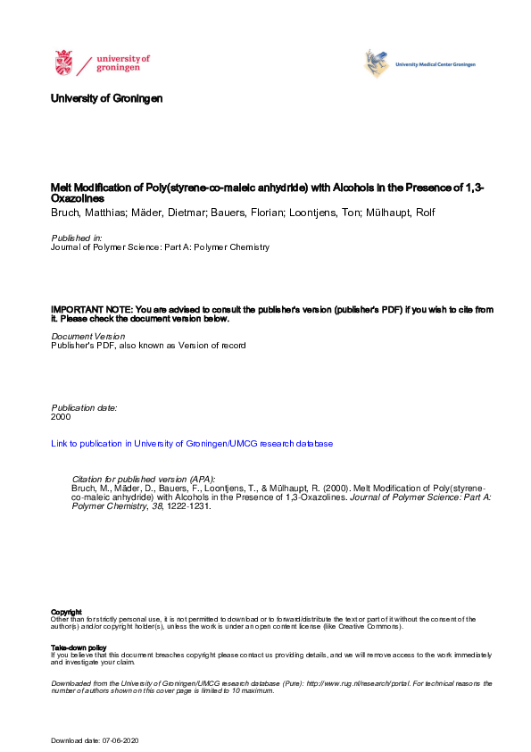 (PDF) Melt modification of poly(styrene-co-maleic anhydride) with ...