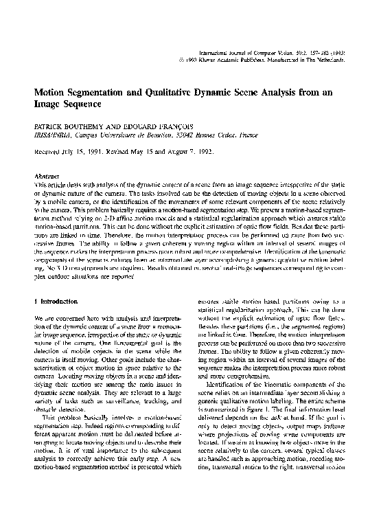(PDF) Motion segmentation and qualitative dynamic scene analysis from ...