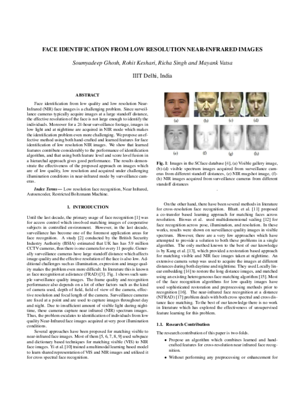 (PDF) Face identification from low resolution near-infrared images