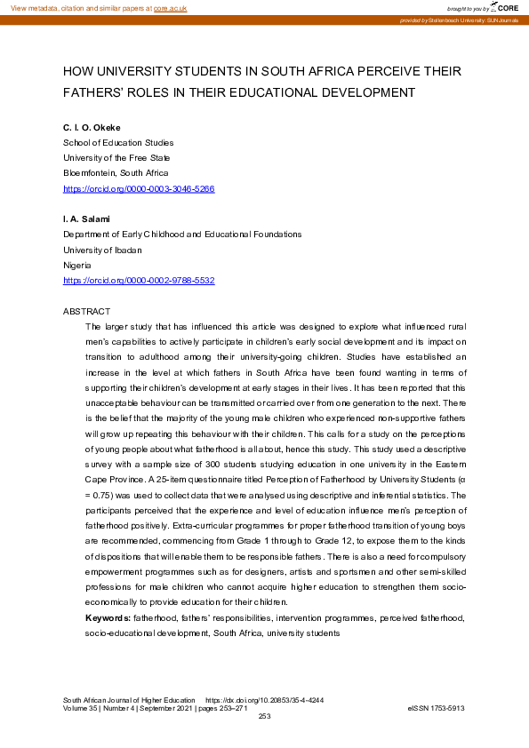 (PDF) How university students in South Africa perceive their fathers ...