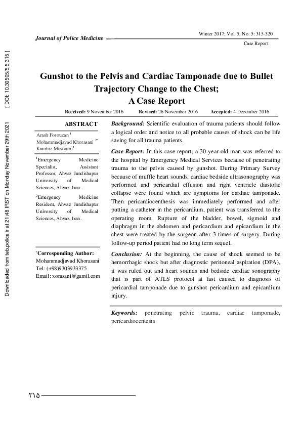 (PDF) Gunshot to the Pelvis and Cardiac Tamponade due to Bullet ...
