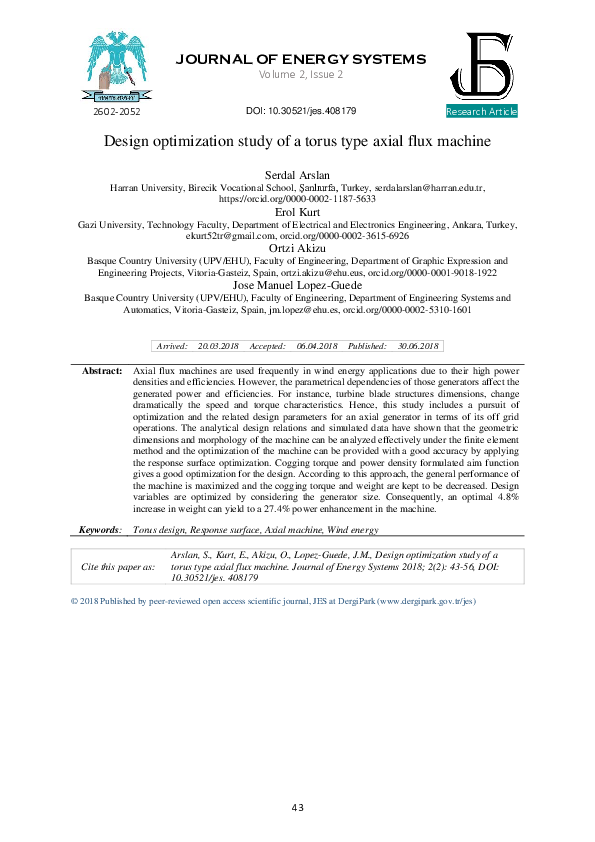 (PDF) Design optimization study of a torus type axial flux machine