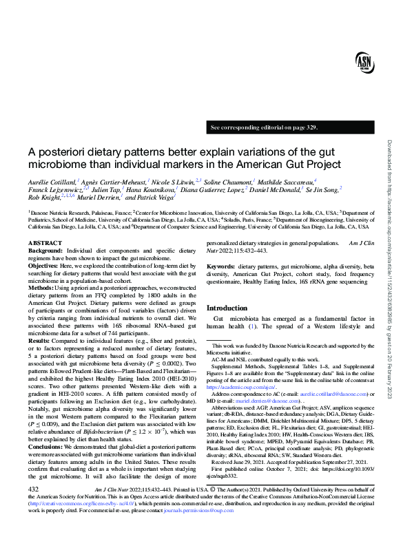 (PDF) A posteriori dietary patterns better explain variations of the ...
