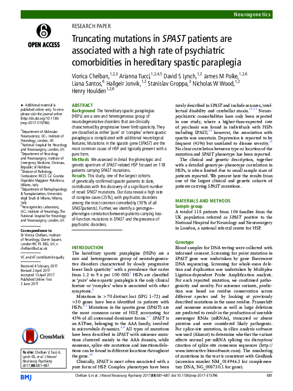 (PDF) Truncating mutations in SPAST patients are associated with a high ...