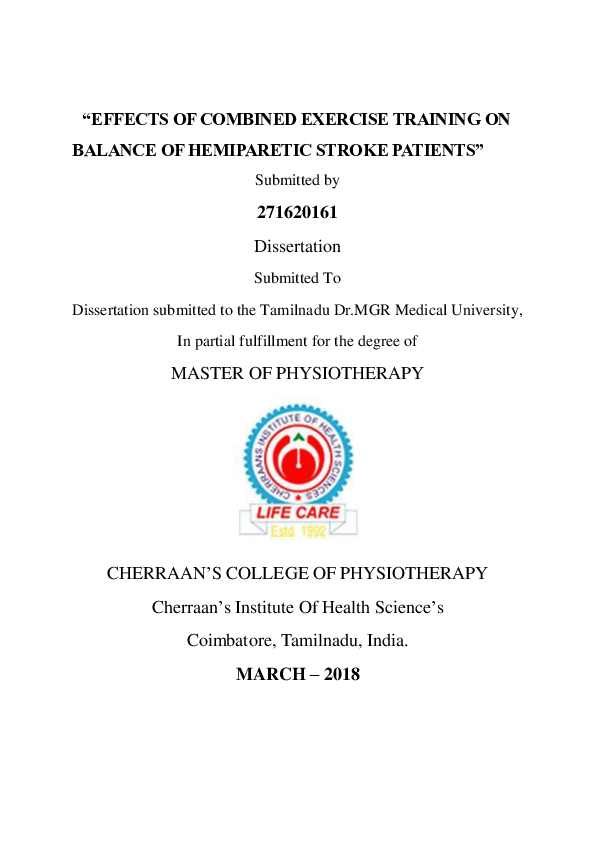 (PDF) Effects of Combined Exercise Training on Balance of Hemiparetic ...
