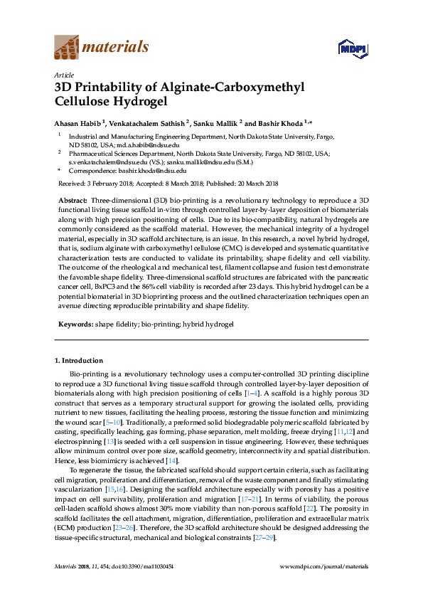 (PDF) 3D Printability of Alginate-Carboxymethyl Cellulose Hydrogel