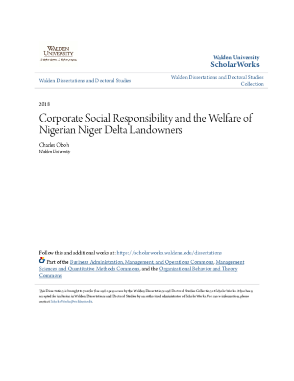 (PDF) Corporate Social Responsibility and the Welfare of Nigerian Niger ...