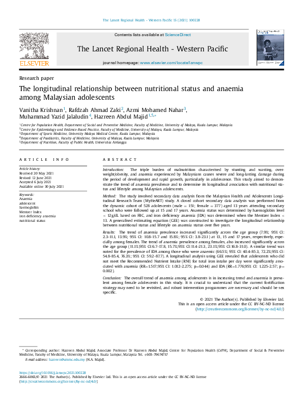 (PDF) The longitudinal relationship between nutritional status and ...