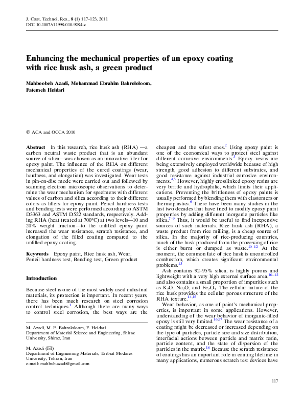 (PDF) Enhancing the mechanical properties of an epoxy coating with rice ...