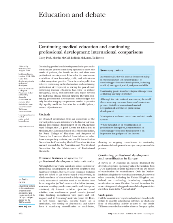 (PDF) Continuing medical education and continuing professional ...