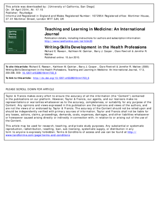 (PDF) Writing-Skills Development in the Health Professions