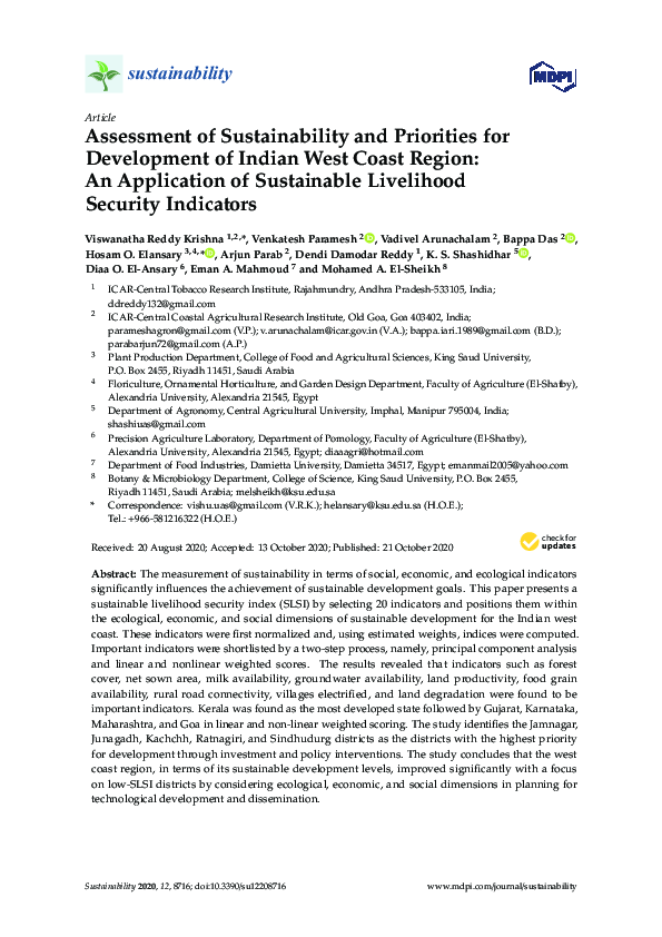 (PDF) Assessment of Sustainability and Priorities for Development of ...