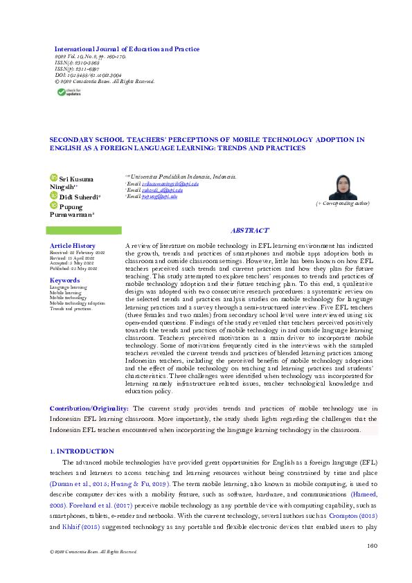 (PDF) Secondary School Teachers’ Perceptions of Mobile Technology ...