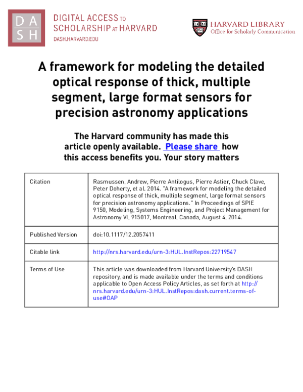 (PDF) A framework for modeling the detailed optical response of thick ...