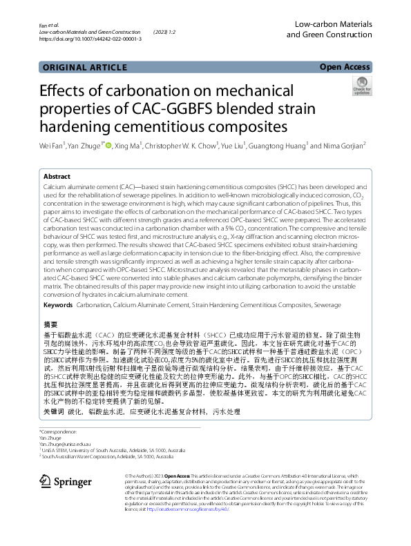 (PDF) Effects of carbonation on mechanical properties of CAC-GGBFS ...