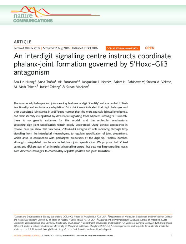 (PDF) An interdigit signalling centre instructs coordinate phalanx ...