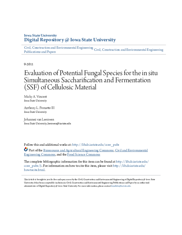 (PDF) Evaluation of Potential Fungal Species for the in situ ...