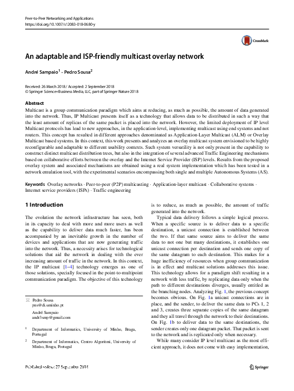 (PDF) An adaptable and ISP-friendly multicast overlay network