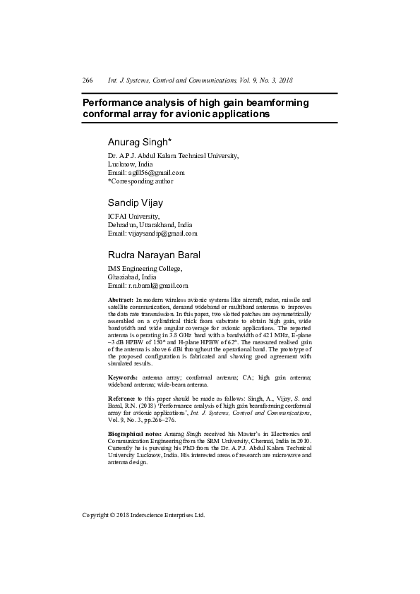 (PDF) Performance analysis of high gain beamforming conformal array for ...