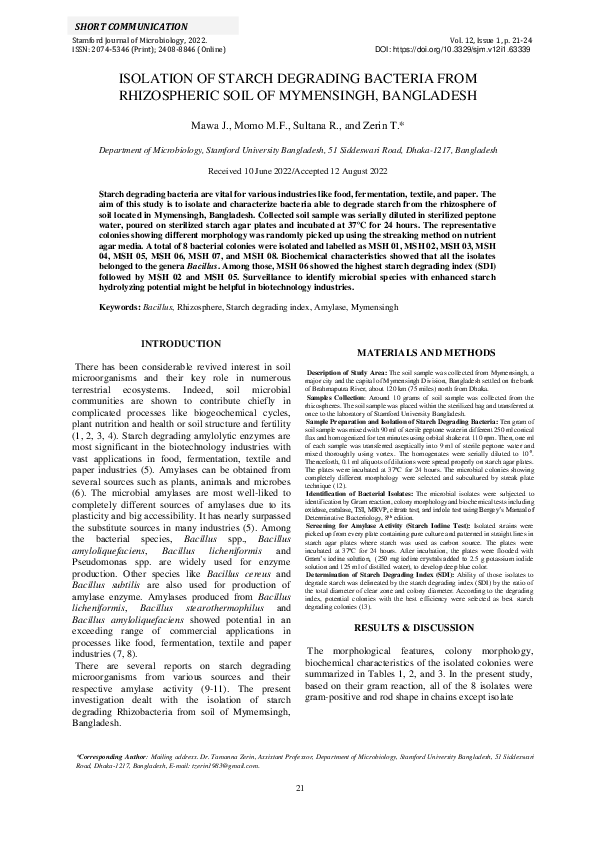 (PDF) Isolation of Starch Degrading Bacteria From Rhizospheric Soil of ...