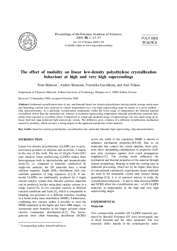 (PDF) The effect of modality on linear low-density polyethylene ...