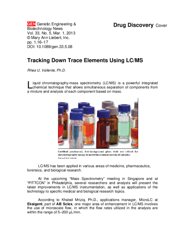 (PDF) Tracking Down Trace Elements Using LC/MS