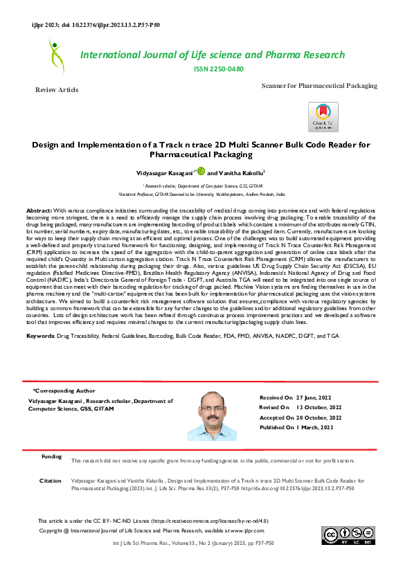 (PDF) Design and Implementation of a Track n trace 2D Multi Scanner ...