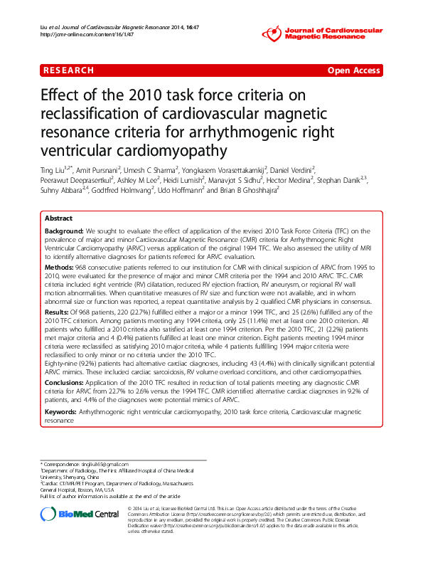 (PDF) Effect of the 2010 task force criteria on reclassification of ...