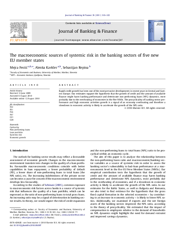 (PDF) The macroeconomic sources of systemic risk in the banking sectors ...