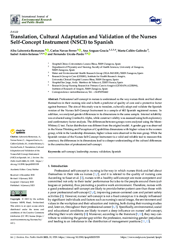 (PDF) Translation, Cultural Adaptation and Validation of the Nurses ...