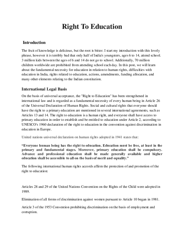 (PDF) RIGHT TO EDUCATION