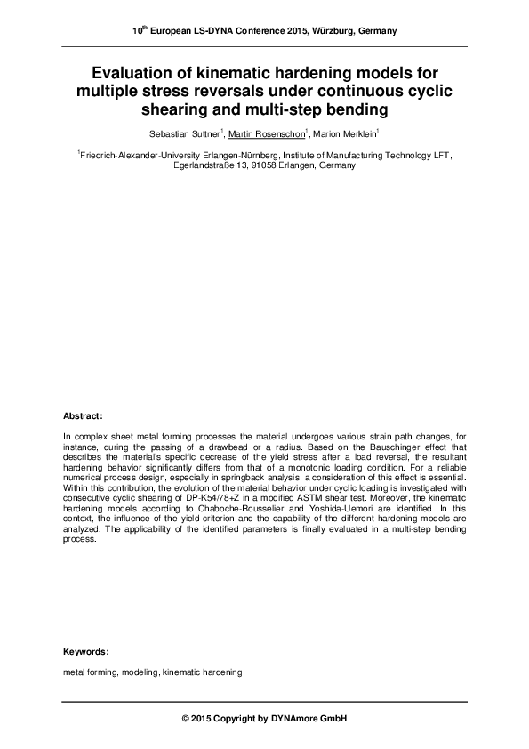 (PDF) Evaluation of kinematic hardening models for multiple stress ...