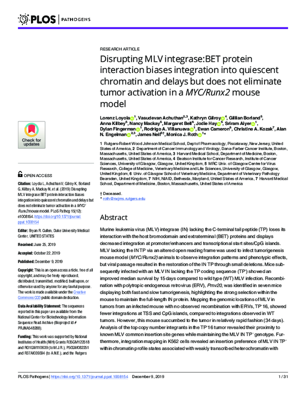 (PDF) Disrupting MLV integrase:BET protein interaction biases ...