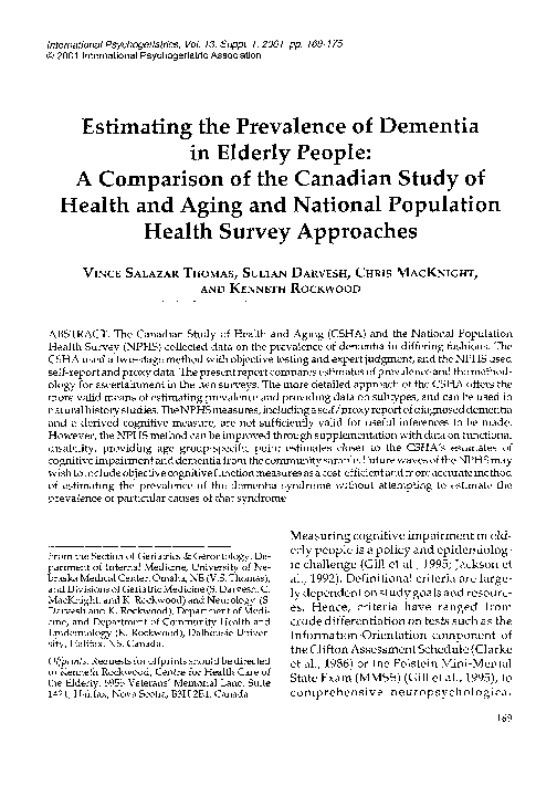 (PDF) Estimating the Prevalence of Dementia in Elderly People: A ...