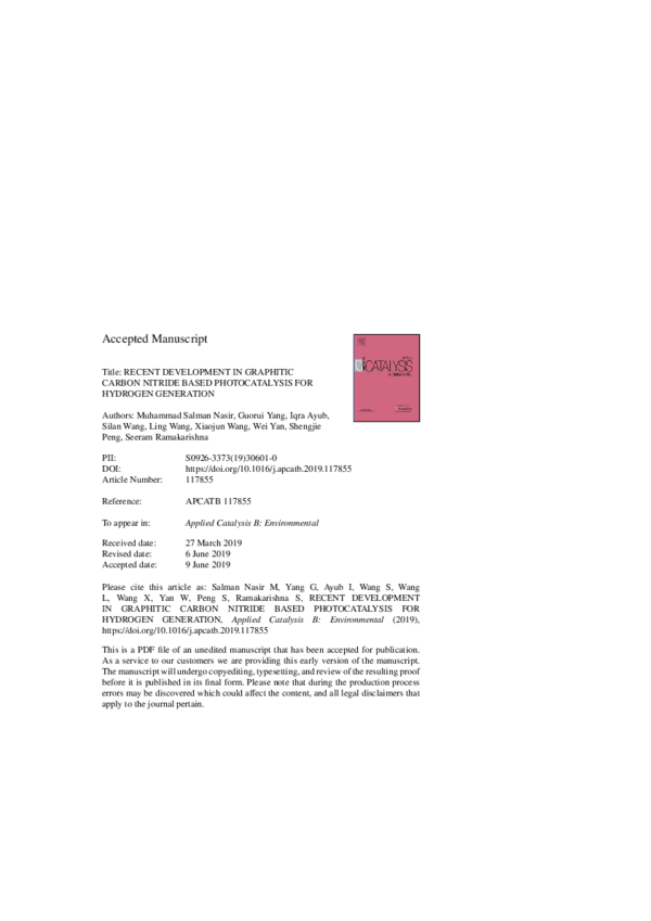 (PDF) Recent development in graphitic carbon nitride based ...