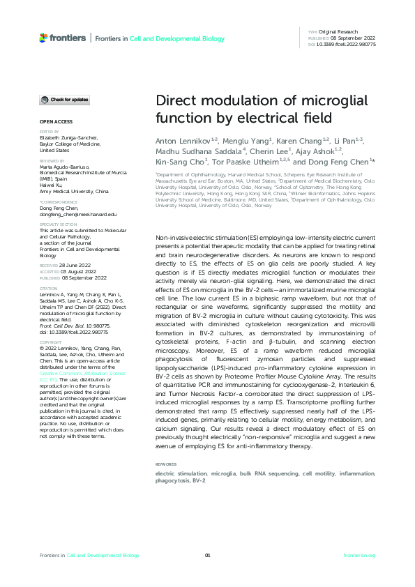 (PDF) Direct modulation of microglial function by electrical field