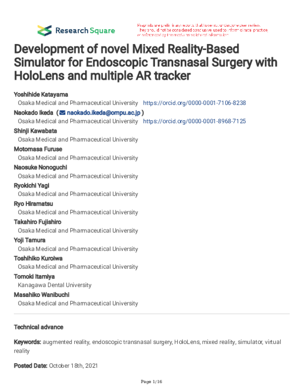 (PDF) Development of novel Mixed Reality-Based Simulator for Endoscopic ...