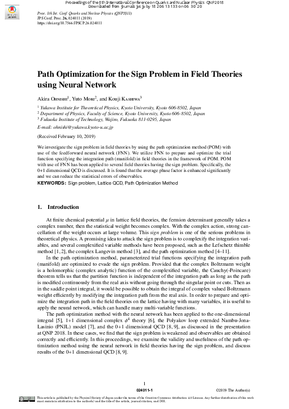 (PDF) Path Optimization for the Sign Problem in Field Theories Using ...