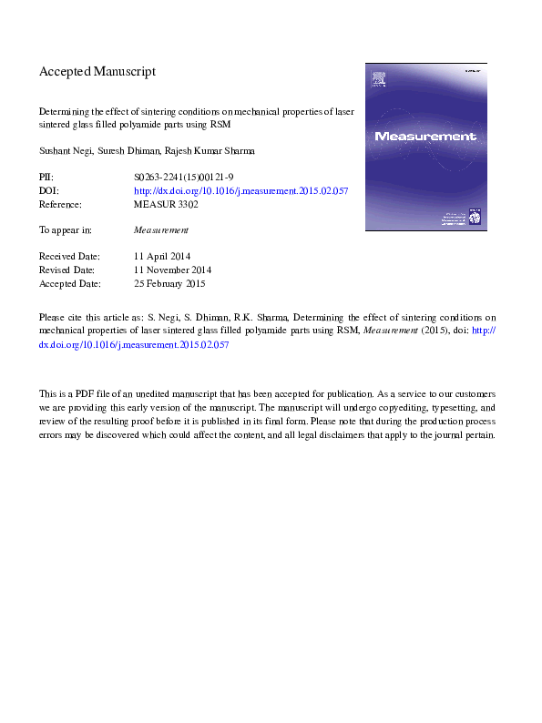 (PDF) Determining the effect of sintering conditions on mechanical ...
