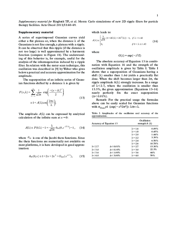 (PDF) Monte Carlo simulations of new 2D ripple filters for particle ...