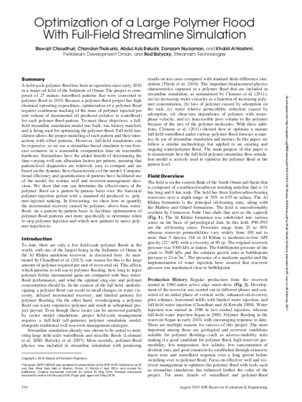 (PDF) Optimization of a Large Polymer Flood Using Full-field Streamline ...