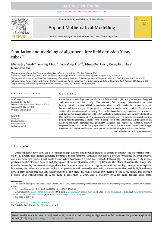 (PDF) Simulation and Modeling of Alignment-Free Field Emission X-ray Tubes