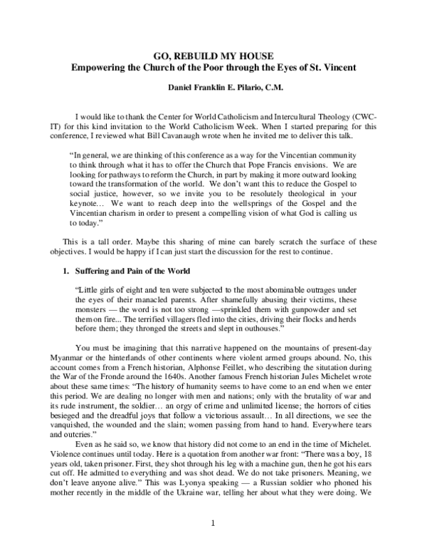 (PDF) Go Rebuild my House: Empowering the Church of the Poor through ...