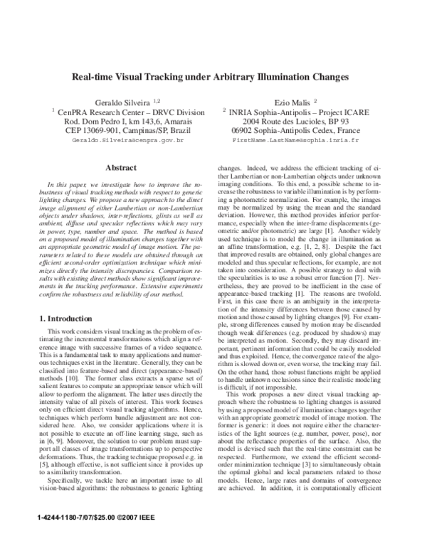 (PDF) Real-time Visual Tracking under Arbitrary Illumination Changes