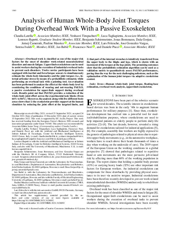 (PDF) Analysis of Human Whole-Body Joint Torques During Overhead Work ...